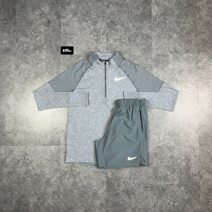 Nike Therma 1/4 Zip Top Grey & Grey Challenger Shorts Set, nike set, dripuniqueuk