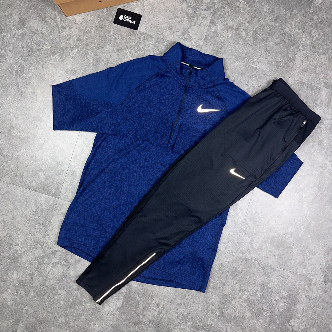 Nike Therma 1/4 Zip Top Navy Blue & Black Phenom Pants Set, Nike 1/4 Zips, dripuniqueuk