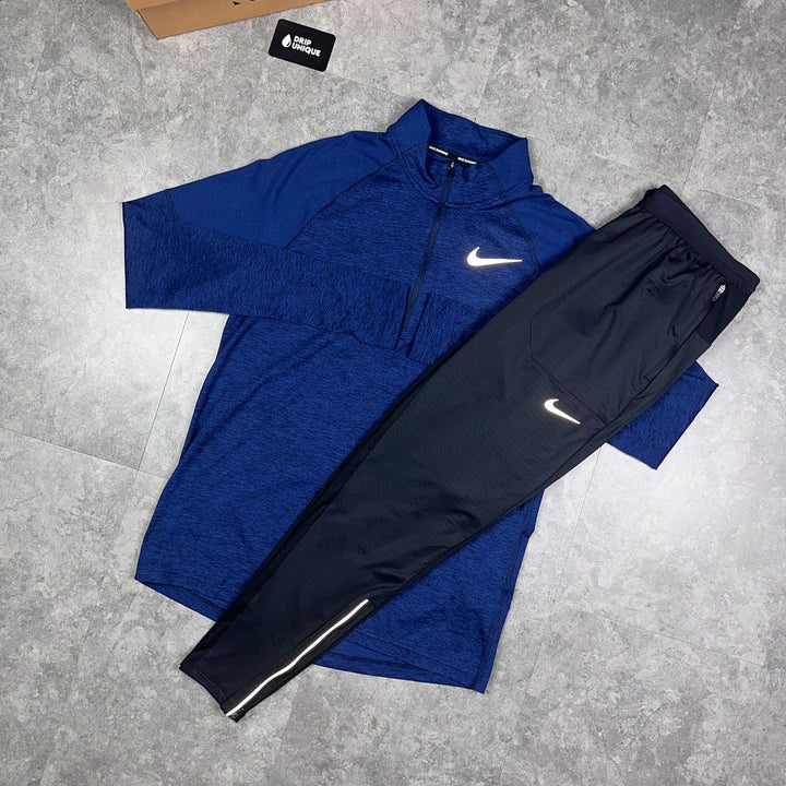 Nike Therma 1/4 Zip Top Navy Blue & Black Phenom Pants Set, Nike 1/4 Zips, dripuniqueuk
