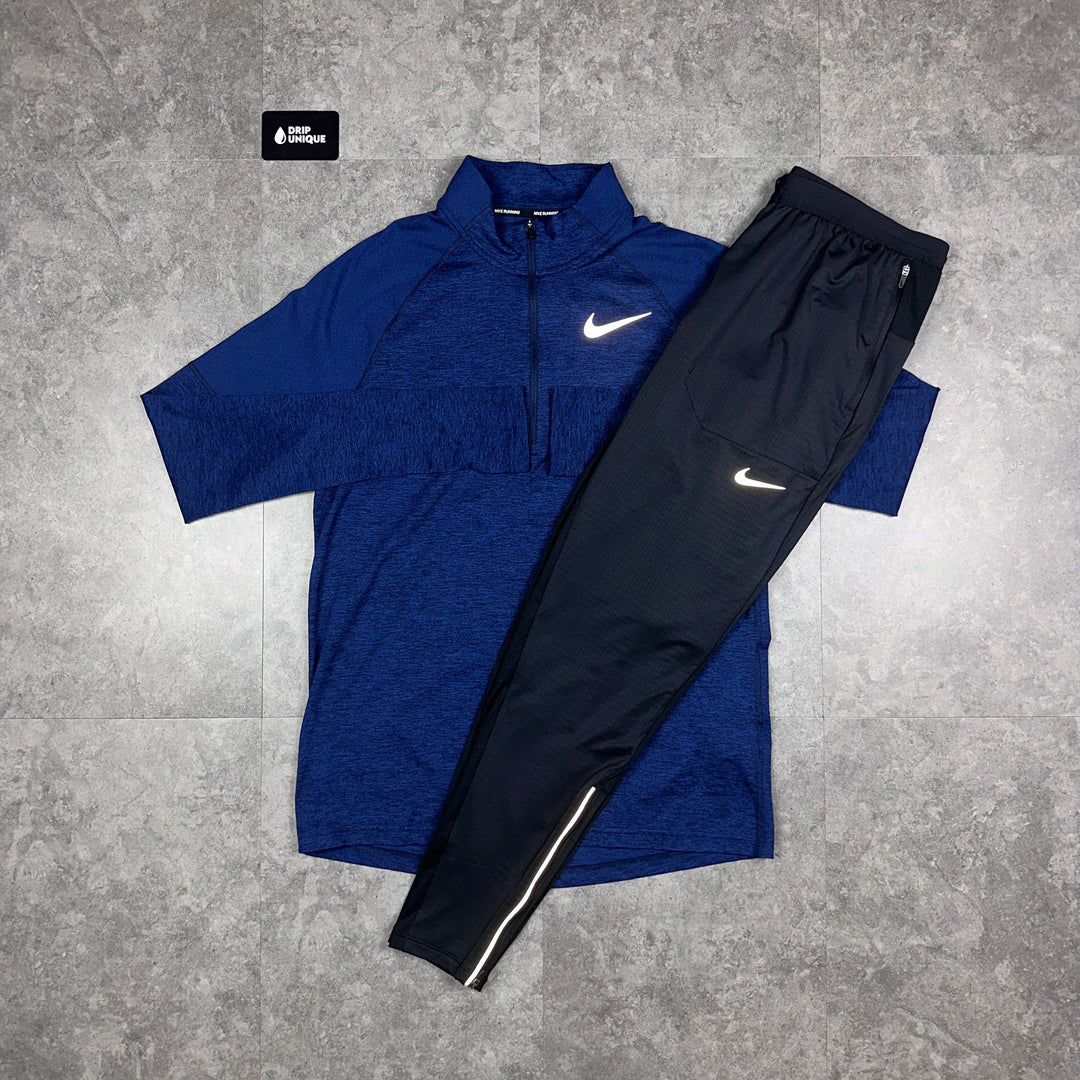 Nike Therma 1/4 Zip Top Navy Blue & Black Phenom Pants Set, Nike Sets, dripuniqueuk