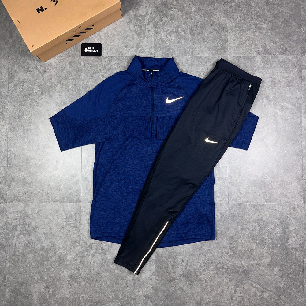 Nike Therma 1/4 Zip Top Navy Blue & Black Phenom Pants Set, Nike Sets for men, dripuniqueuk