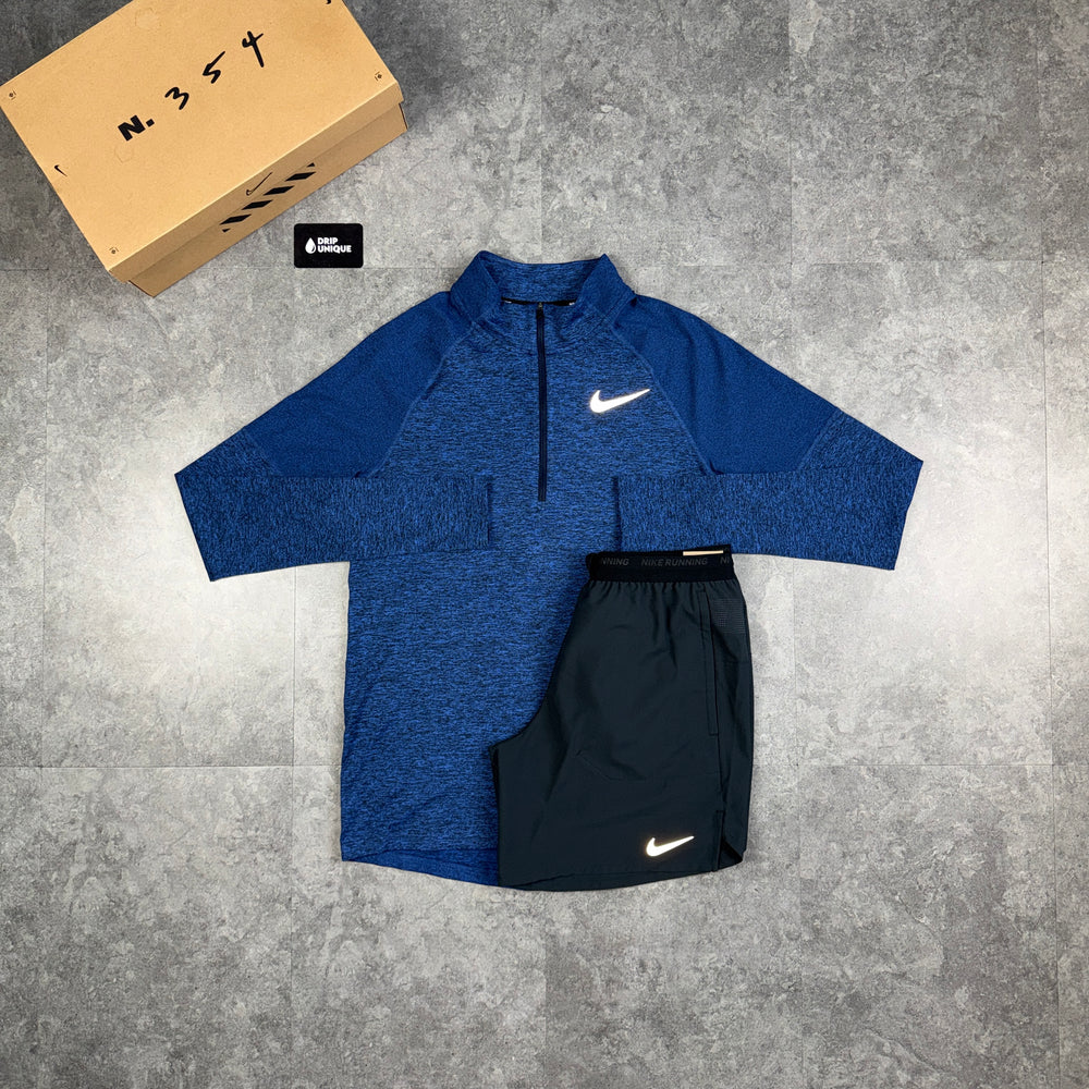 Nike Therma 1/4 Zip Top Royal Blue & Black Flex Stride Shorts Set, nike 1/4 zip set, dripuniqueuk