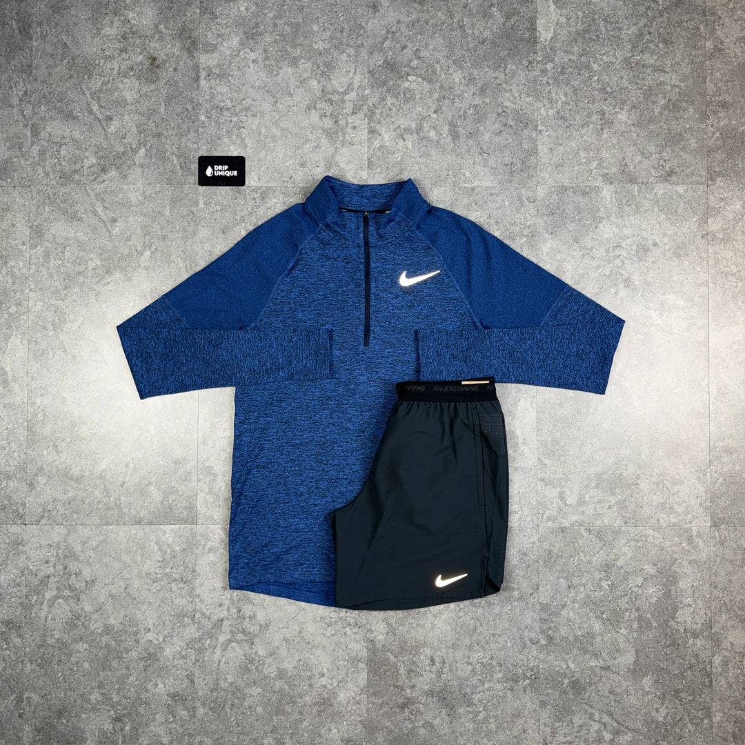 Nike Therma 1/4 Zip Top Royal Blue & Black Flex Stride Shorts Set, nike set, dripuniqueuk