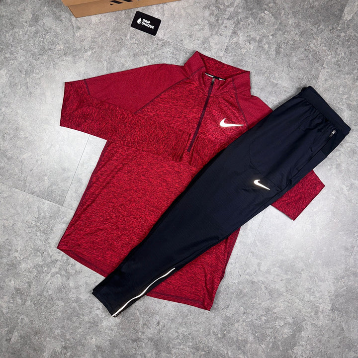 Nike Therma 1/4 Zip Top Sangria Red & Black Phenom Pants Set, Nike 1/4 Zips, dripuniqueuk