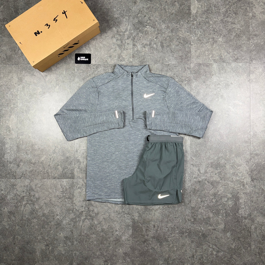 Nike Therma Sphere 3.0 1/4 Zip Top Grey & Grey Flex Stride Shorts Set, nike 1/4 zip set, dripuniqueuk
