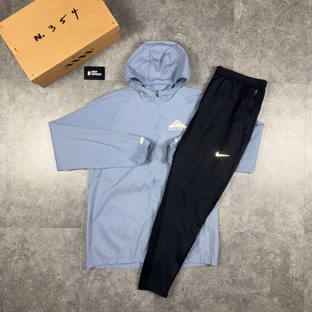 Nike Trail Windrunner Jacket Blue & Black Nike Phenom Pants Set, Nike Windrunner Set, dripuniqueuk
