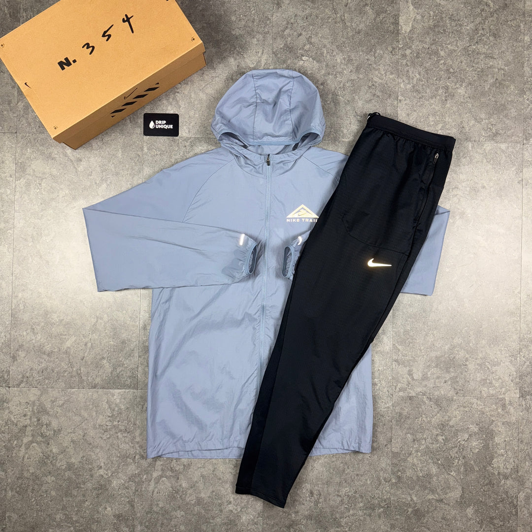 Nike Trail Windrunner Jacket Blue & Black Nike Phenom Pants Set, Nike Windrunner Set, dripuniqueuk