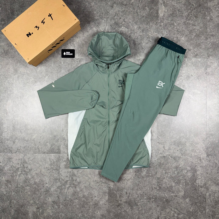 Nike UV Ekiden Windrunner Jacket Clay Green & Green Nike Phenom Pants Set, nike windrunner set, dripuniqueuk
