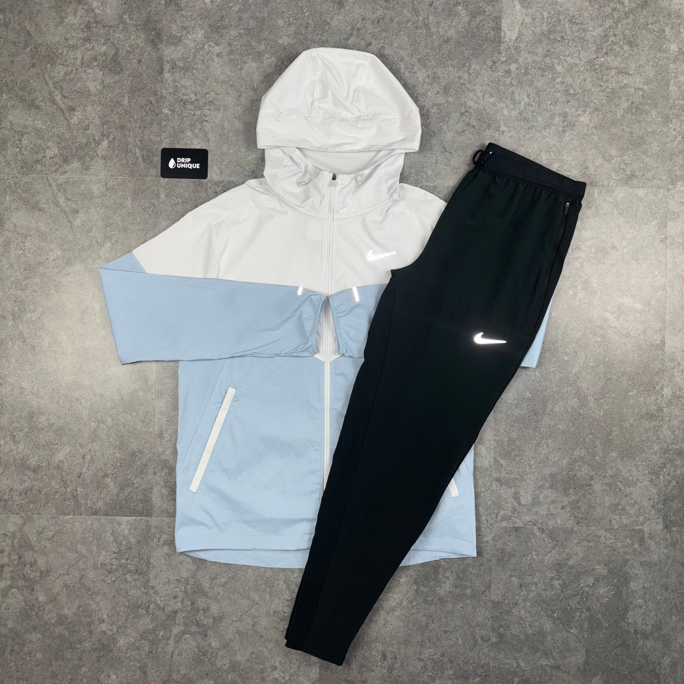 Nike UV Windrunner Jacket Armoury Blue Black Nike Phenom Pants Set dripuniqueuk
