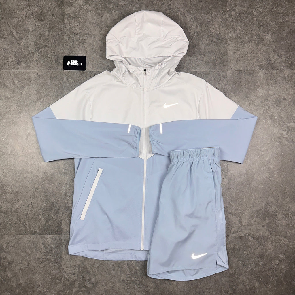 Nike UV Windrunner Jacket Armoury Blue Blue Challenger Shorts Set dripuniqueuk