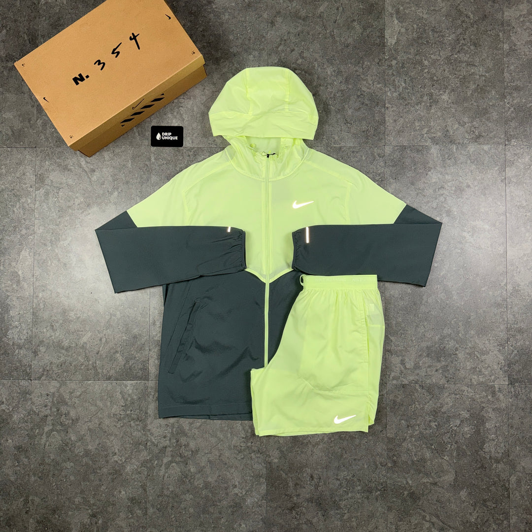Nike UV Windrunner Jacket Barely Volt & Volt Flex Stride Shorts Set, nike windrunner set, dripuniqueuk
