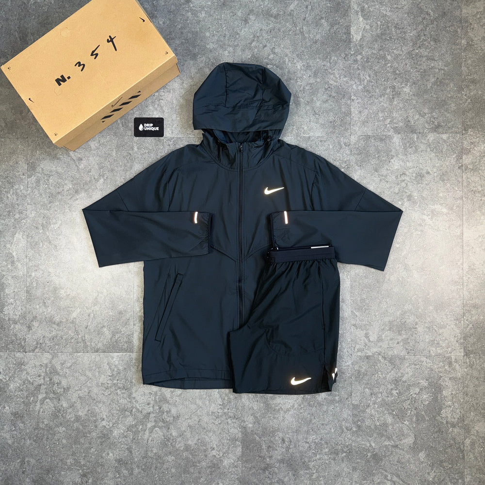 Nike UV Windrunner Jacket Black & Black Flex Stride Shorts Set, nike jacket set, dripuniqueuk