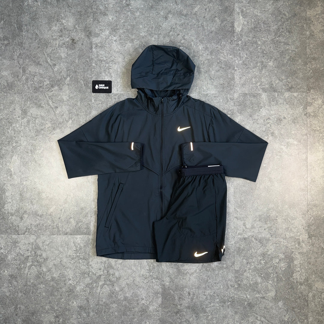 Nike UV Windrunner Jacket Black & Black Flex Stride Shorts Set, nike set, dripuniqueuk