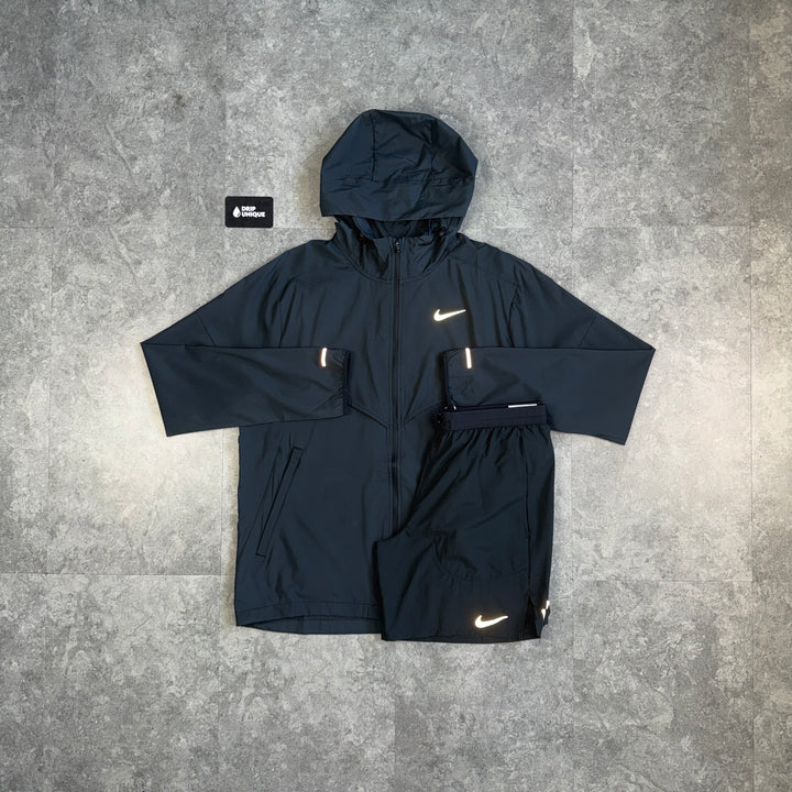 Nike UV Windrunner Jacket Black & Black Flex Stride Shorts Set, nike set, dripuniqueuk