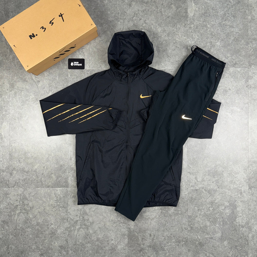 Nike UV Windrunner Jacket Black & Gold, Nike Sets, dripuniqueuk