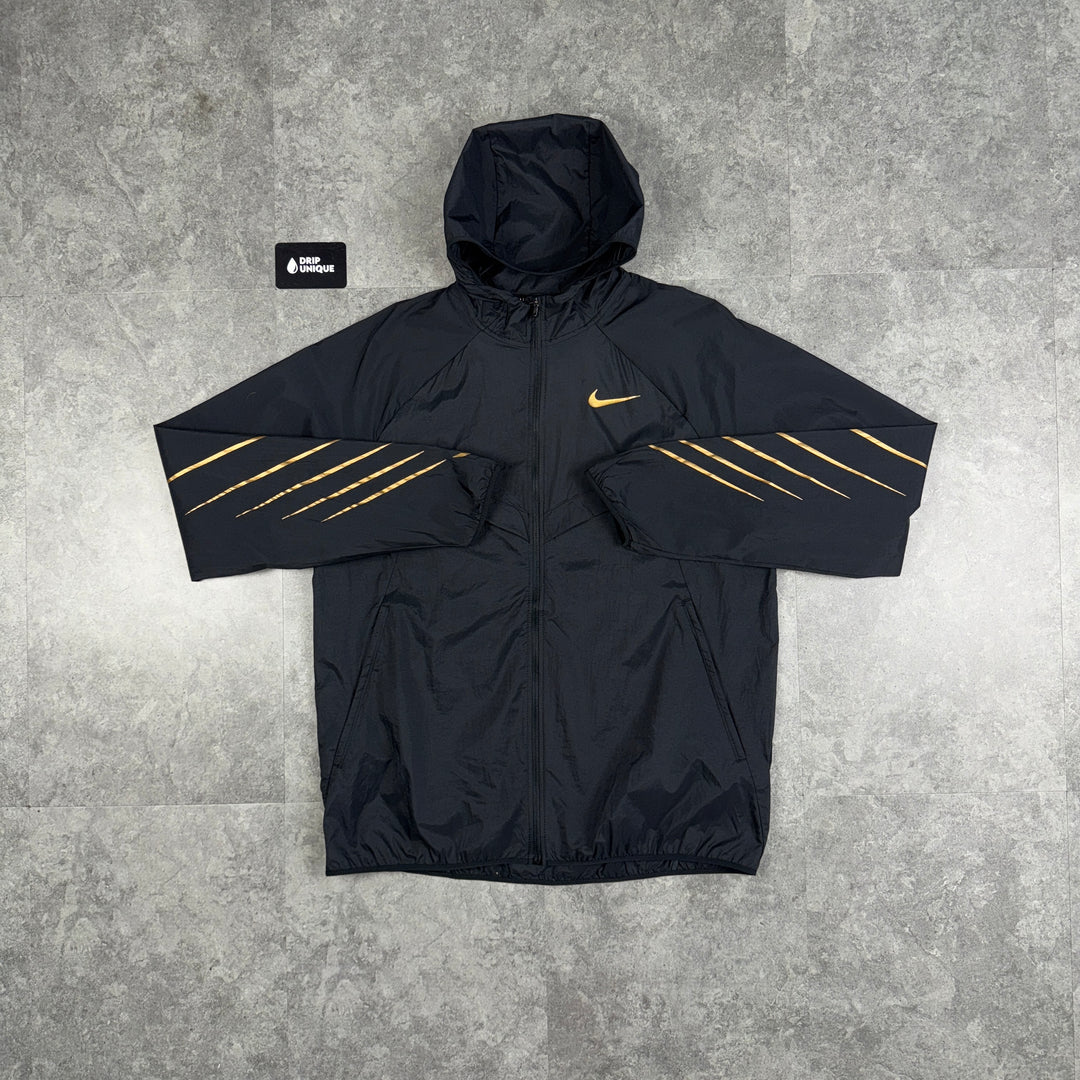 Nike UV Windrunner Jacket Black & Gold, Nike Windrunner Jacket, dripuniqueuk