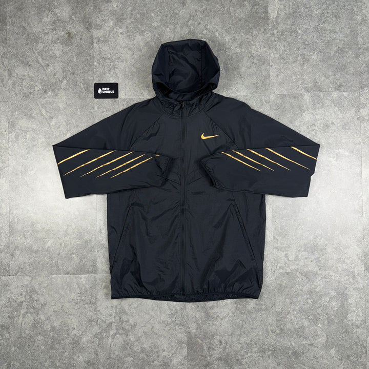 Nike UV Windrunner Jacket Black & Gold, Nike Windrunner Jacket, dripuniqueuk
