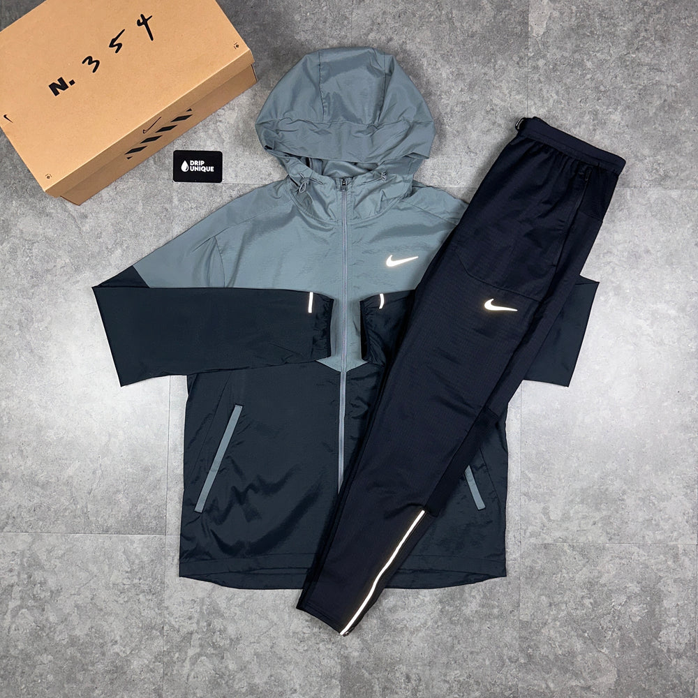 Nike UV Windrunner Jacket Black / Grey & Black Nike Phenom Pants Set, Nike Sets For Men, dripuniqueuk