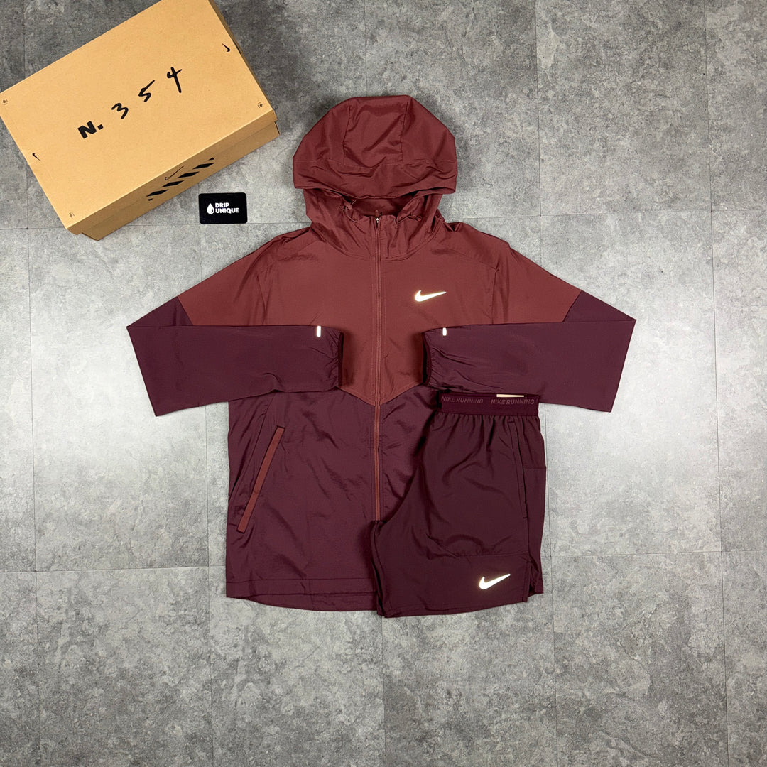 Nike UV Windrunner Jacket Burgundy Crush & Burgundy Flex Stride Shorts Set, nike windrunner set, dripuniquek