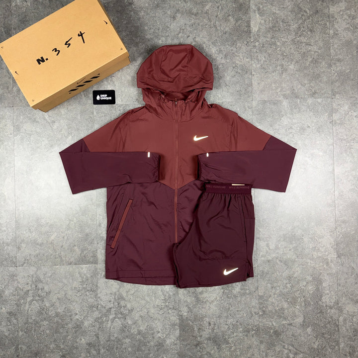 Nike UV Windrunner Jacket Burgundy Crush & Burgundy Flex Stride Shorts Set, nike windrunner set, dripuniquek