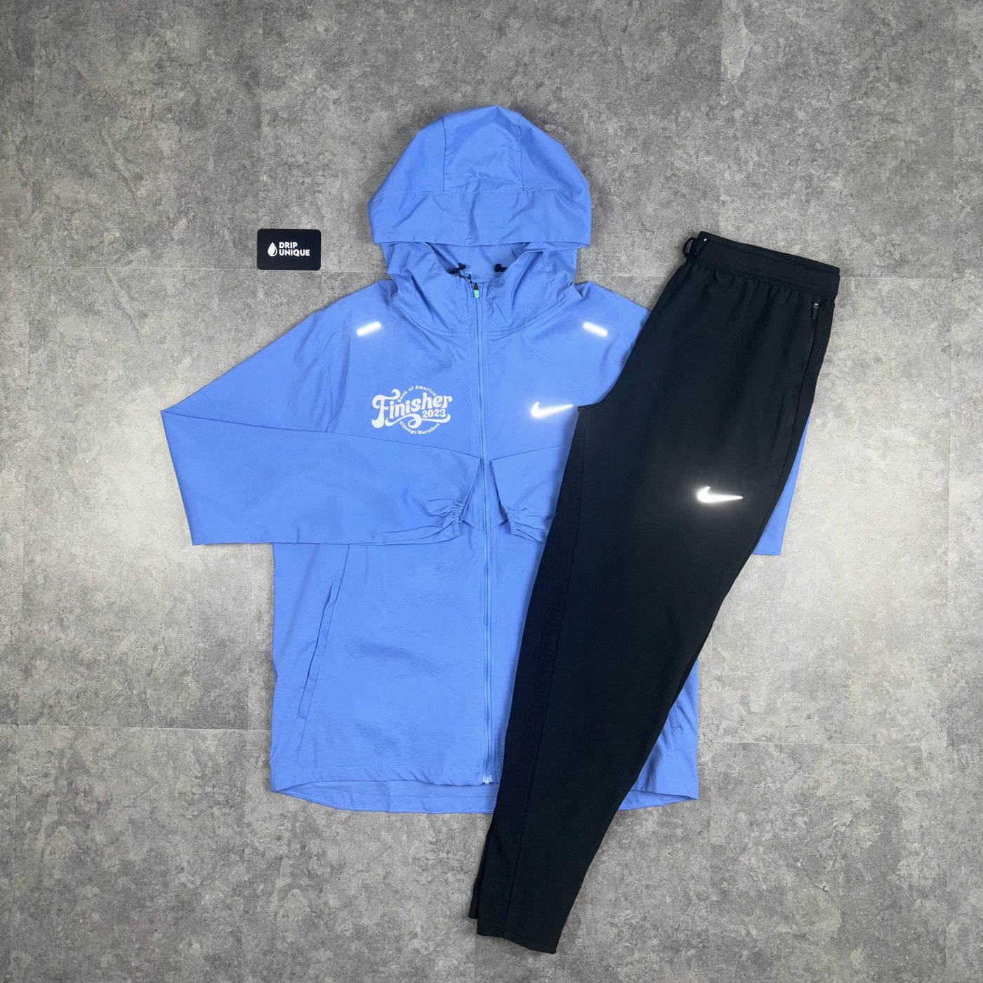 Nike UV Windrunner Jacket Chicago Finisher Blue Black Nike Phenom Pants Set