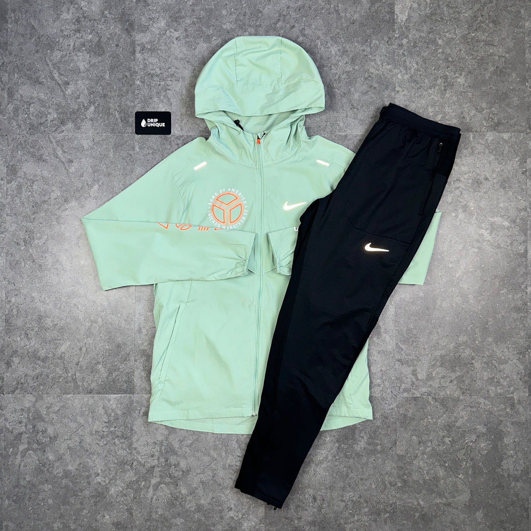 Nike UV Windrunner Jacket Chicago Finisher Mint & Black Nike Phenom Pants Set, Nike Sets, dripuniqueuk