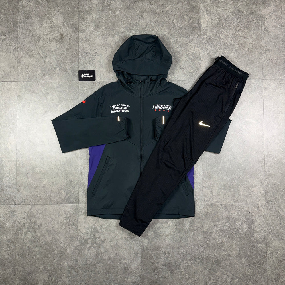 Nike UV Windrunner Jacket Chicago Finisher Purple & Black Nike Phenom Pants Set, nike set, dripuniqueuk