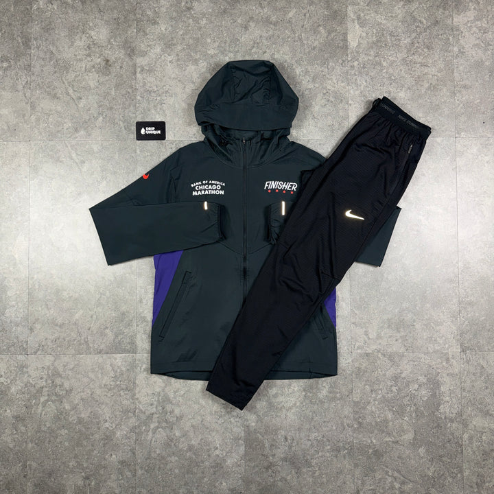 Nike UV Windrunner Jacket Chicago Finisher Purple & Black Nike Phenom Pants Set, nike set, dripuniqueuk
