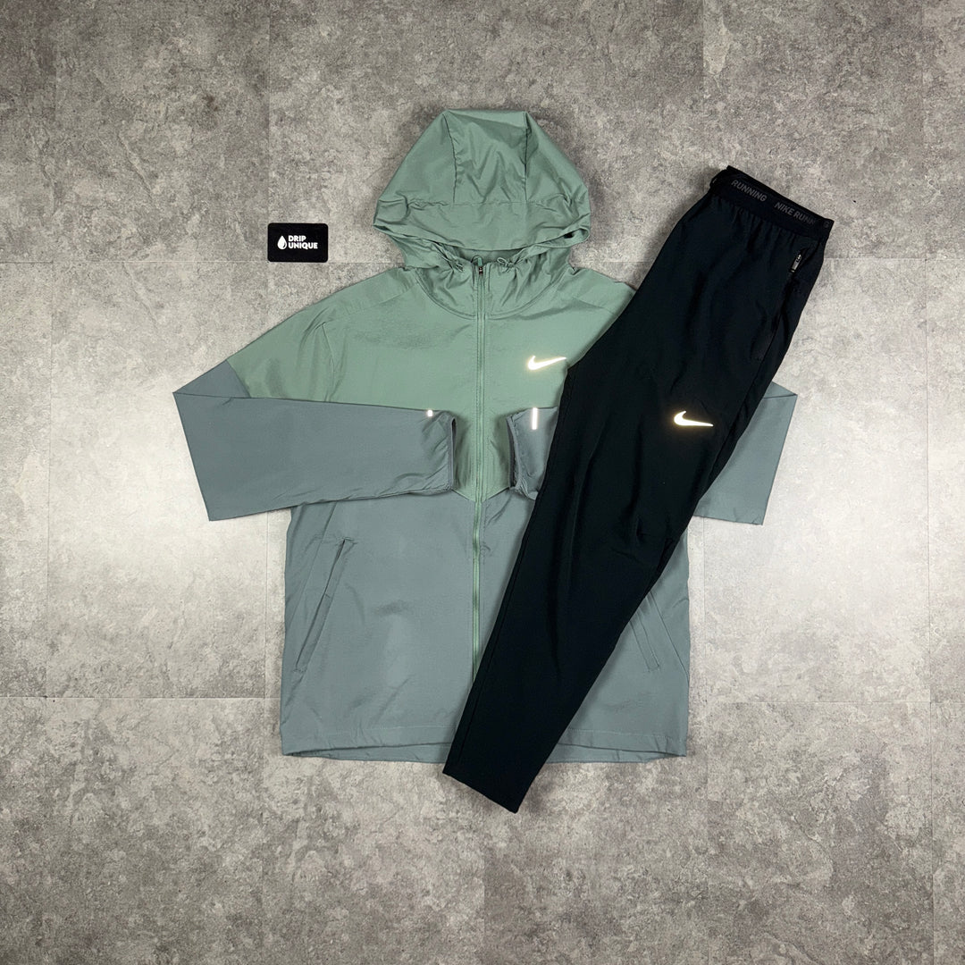 Nike UV Windrunner Jacket Clay Green & Black Nike Phenom Pants Set, Nike Windrunner Set, dripuniqueuk