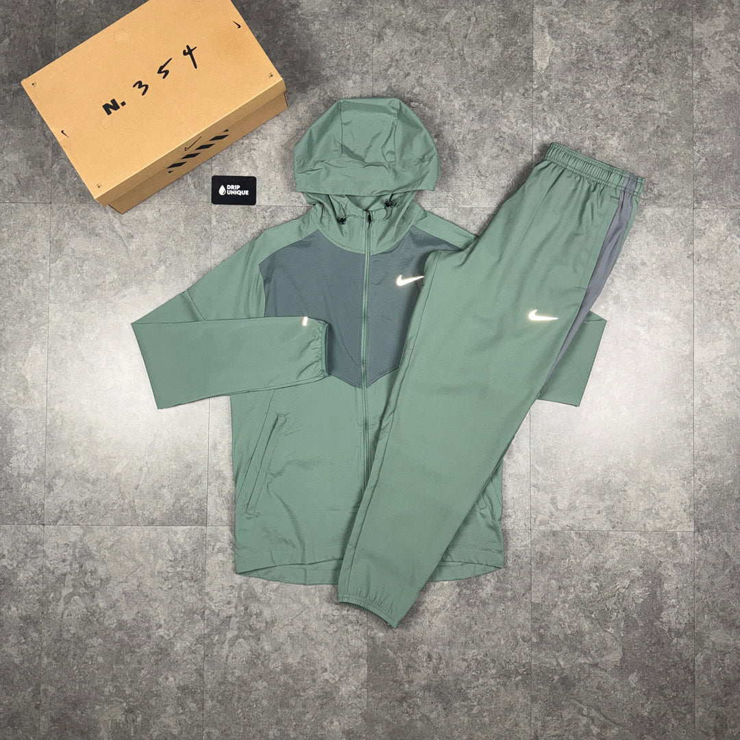 Nike UV Windrunner Jacket Clay Green & Green Nike Challenger Pants Set, nike jacket set, dripuniqueuk