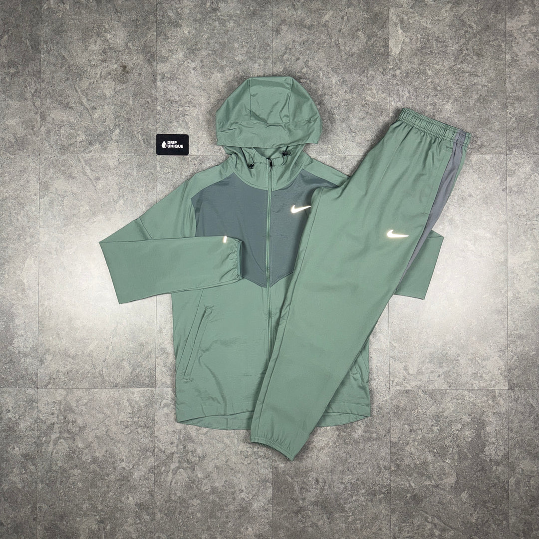 Nike UV Windrunner Jacket Clay Green & Green Nike Challenger Pants Set, nike set, dripuniqueuk