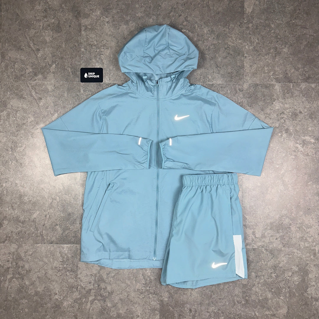 Nike UV Windrunner Jacket Denim Turquoise Challenger Shorts Set dripuniqueuk