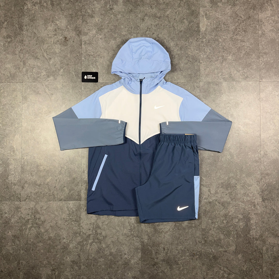 Nike UV Windrunner Jacket Diffused Blue & Blue Challenger Shorts Set, nike set, dripuniqueuk