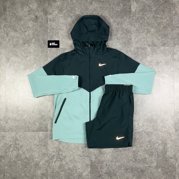 Nike UV Windrunner Jacket Forest Green & Green Challenger Shorts Set, nike sets, dripuniqueuk
