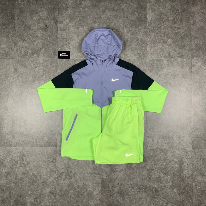 Nike UV Windrunner Jacket Ghost Green / Lavender & Green Challenger Shorts Set, nike set, dripuniqueuk