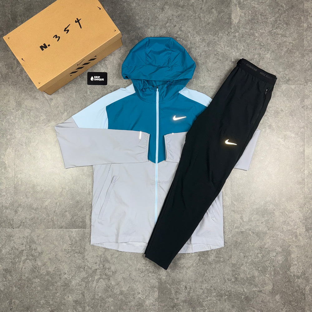 Nike UV Windrunner Jacket Green Abyss & Black Nike Phenom Pants Set, Nike Sets, dripuniqueuk