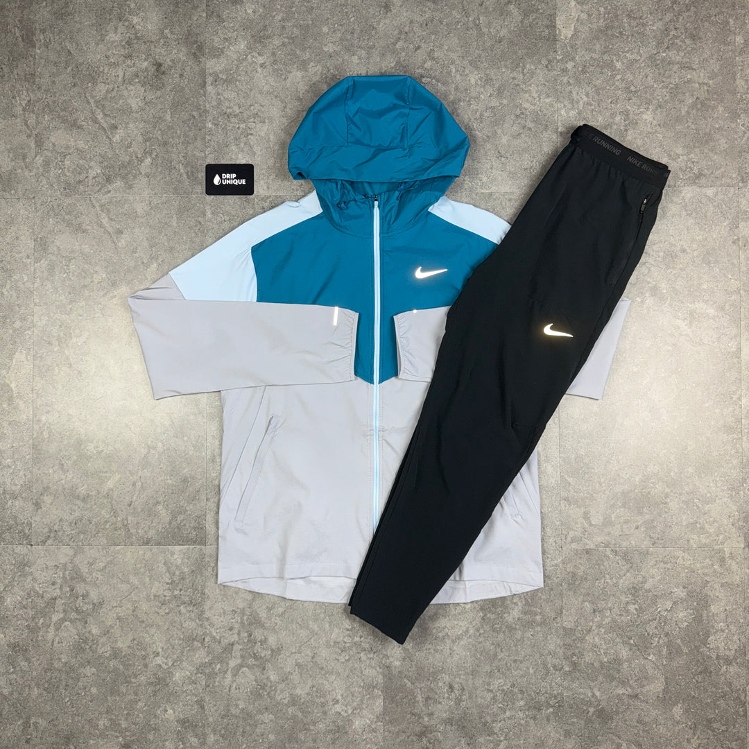 Nike UV Windrunner Jacket Green Abyss & Black Nike Phenom Pants Set, Nike Windrunner Sets, dripuniqueuk