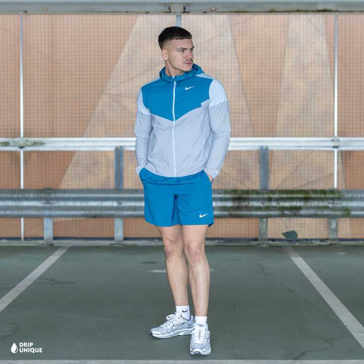 Nike UV Windrunner Jacket Green Abyss & Green Challenger Shorts Set, nike windrunner sets, dripuniqueuk