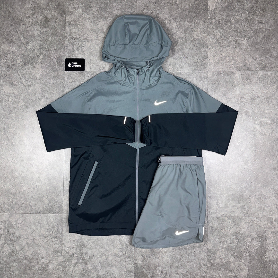 Nike UV Windrunner Jacket Grey / Black & Grey Flex Stride Shorts Set, Nike Sets, dripuniqueuk
