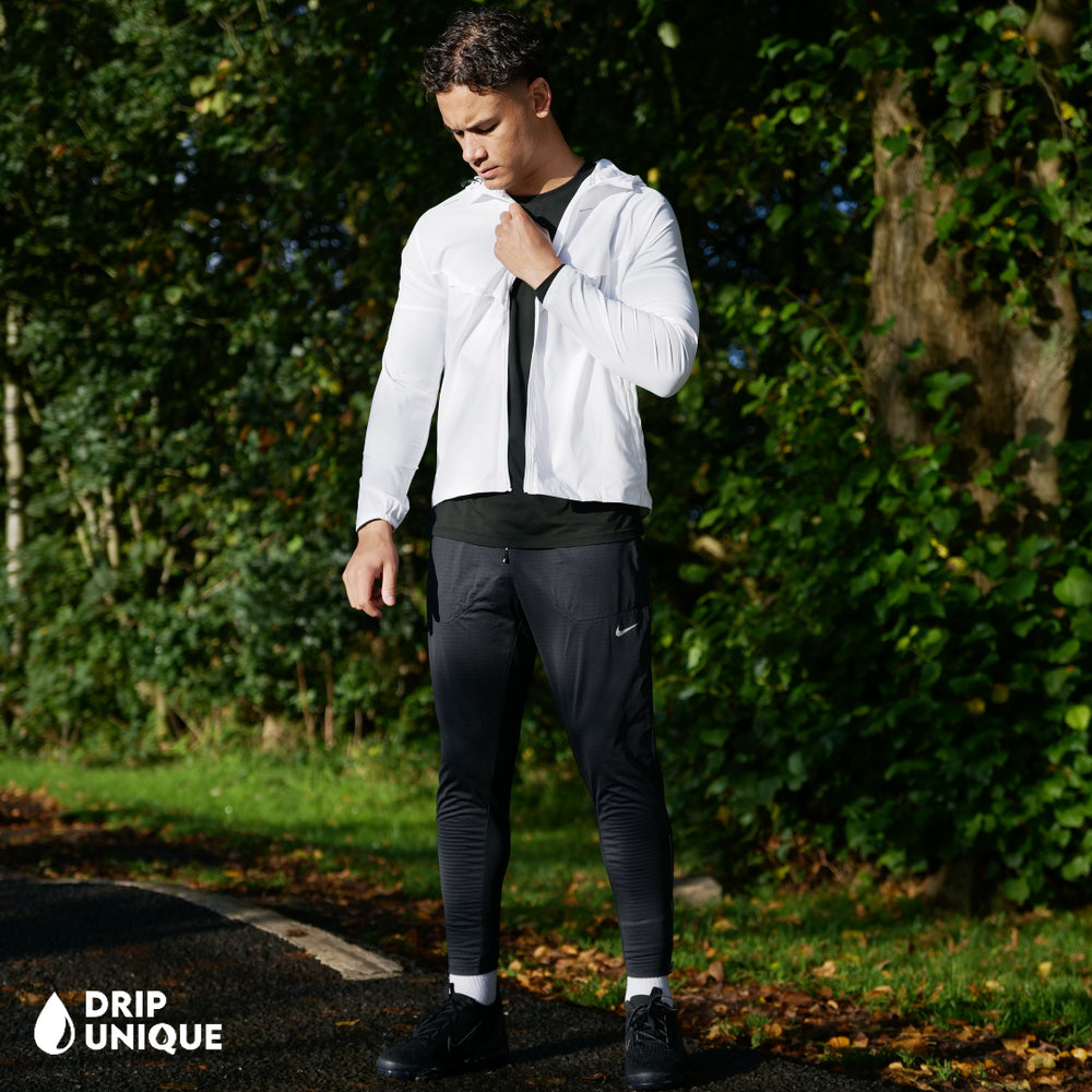 Nike UV Windrunner Jacket Ice White & Black Nike Phenom Pants Set, Nike Sets, dripuniqueuk