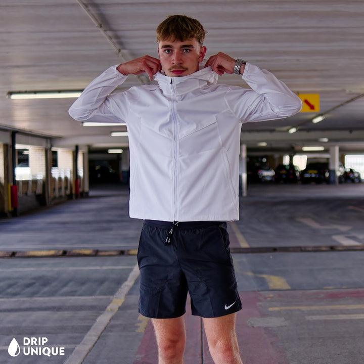 Nike UV Windrunner Jacket Ice White, Nike Jacket, showcasing the front design, close up, dripuniqueuk