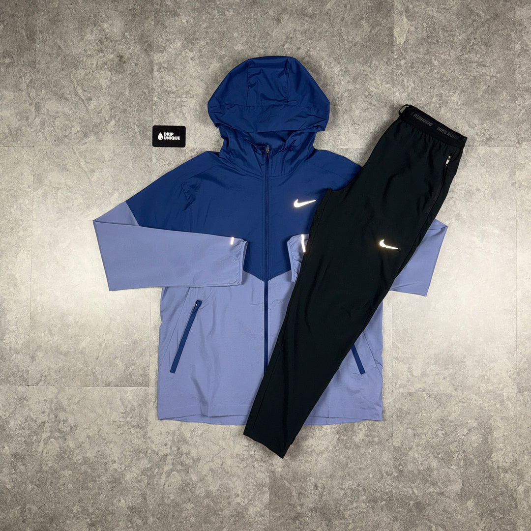 Nike UV Windrunner Jacket Indigo & Black Nike Phenom Pants Set, Nike Windrunner Set, dripuniqueuk