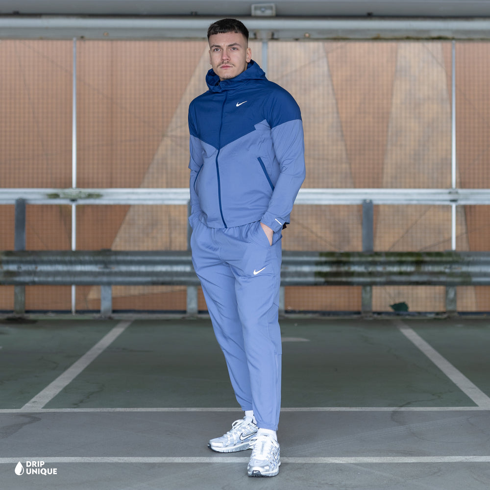 Nike UV Windrunner Jacket Indigo & Indigo Nike Challenger Pants Set, nike windrunner set, dripuniqueuk