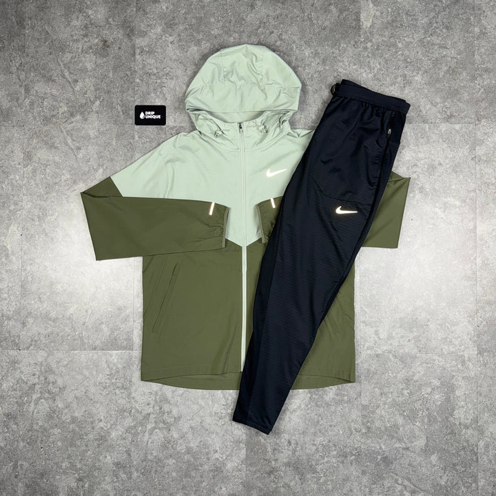 Nike UV Windrunner Jacket Jade Green & Black Nike Phenom Pants Set, Nike Sets, dripuniqueuk