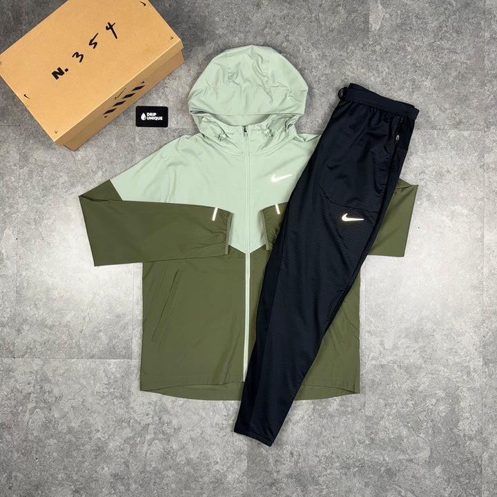 Nike UV Windrunner Jacket Jade Green & Black Nike Phenom Pants Set, Nike Windrunner Set, dripuniqueuk