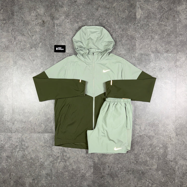 Nike UV Windrunner Jacket Jade Green & Green Challenger Shorts Set, nike set, dripuniqueuk