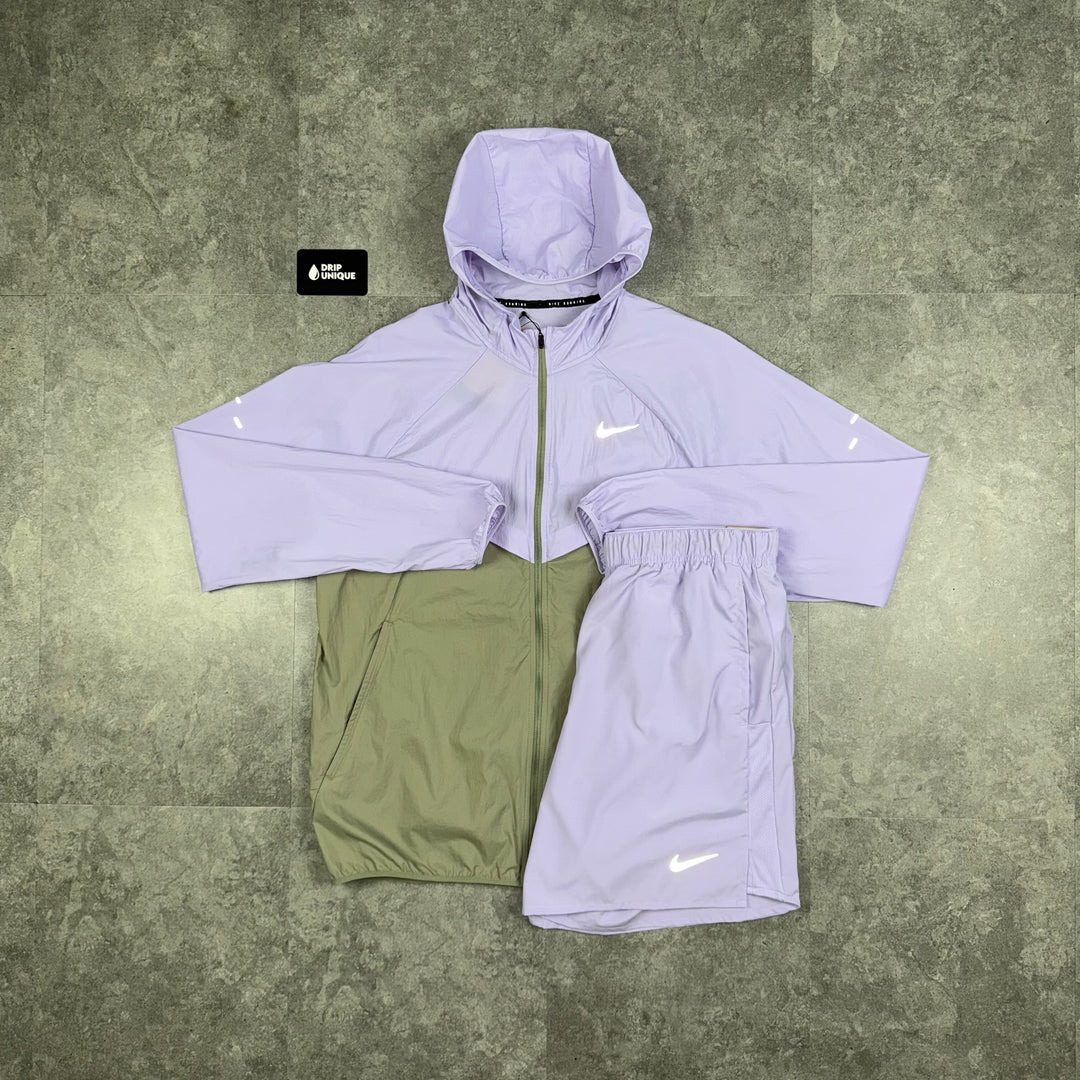 Nike UV Windrunner Jacket Lavender & Lavender Challenger Shorts Set, Nike Windrunner Set, dripuniqueuk