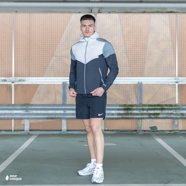 Nike UV Windrunner Jacket Light Bone & Black Challenger Shorts Set, nike windrunner set, dripuniqueuk