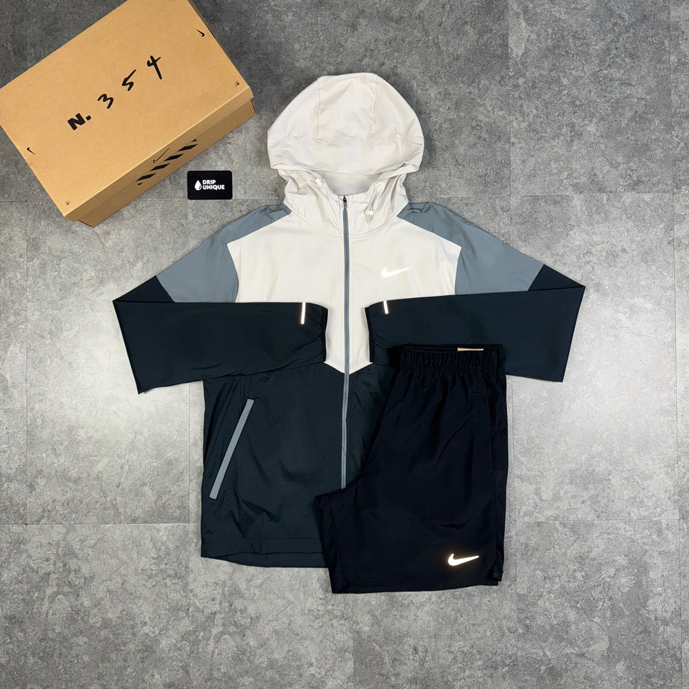 Nike UV Windrunner Jacket Light Bone & Black Challenger Shorts Set, dripuniqueuk