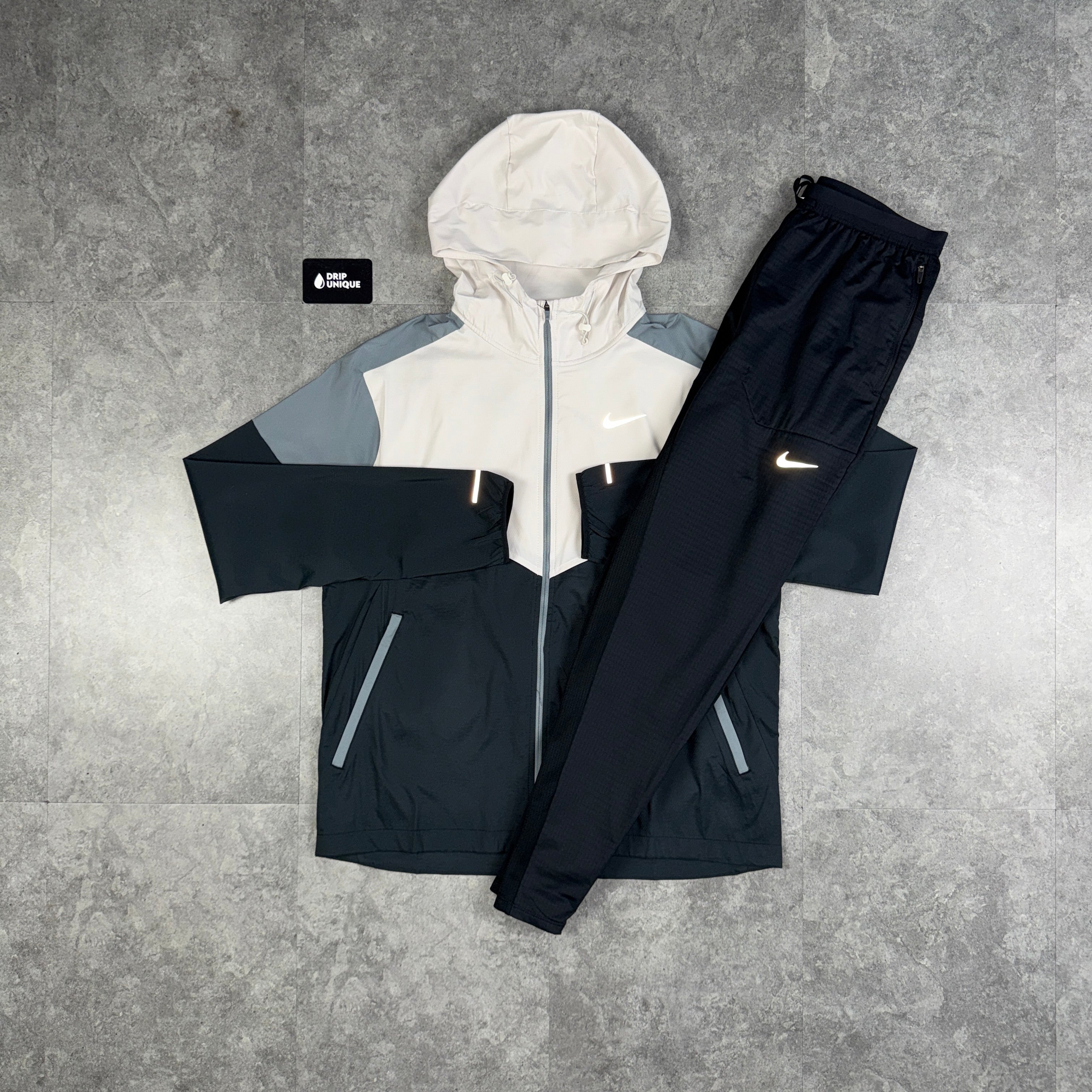 Nike UV Windrunner Jacket Light Bone & Black Nike Phenom Pants Set